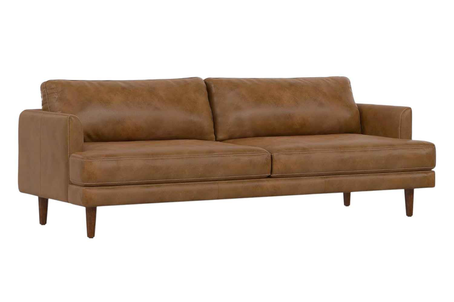 76" Brown Leather Sofa