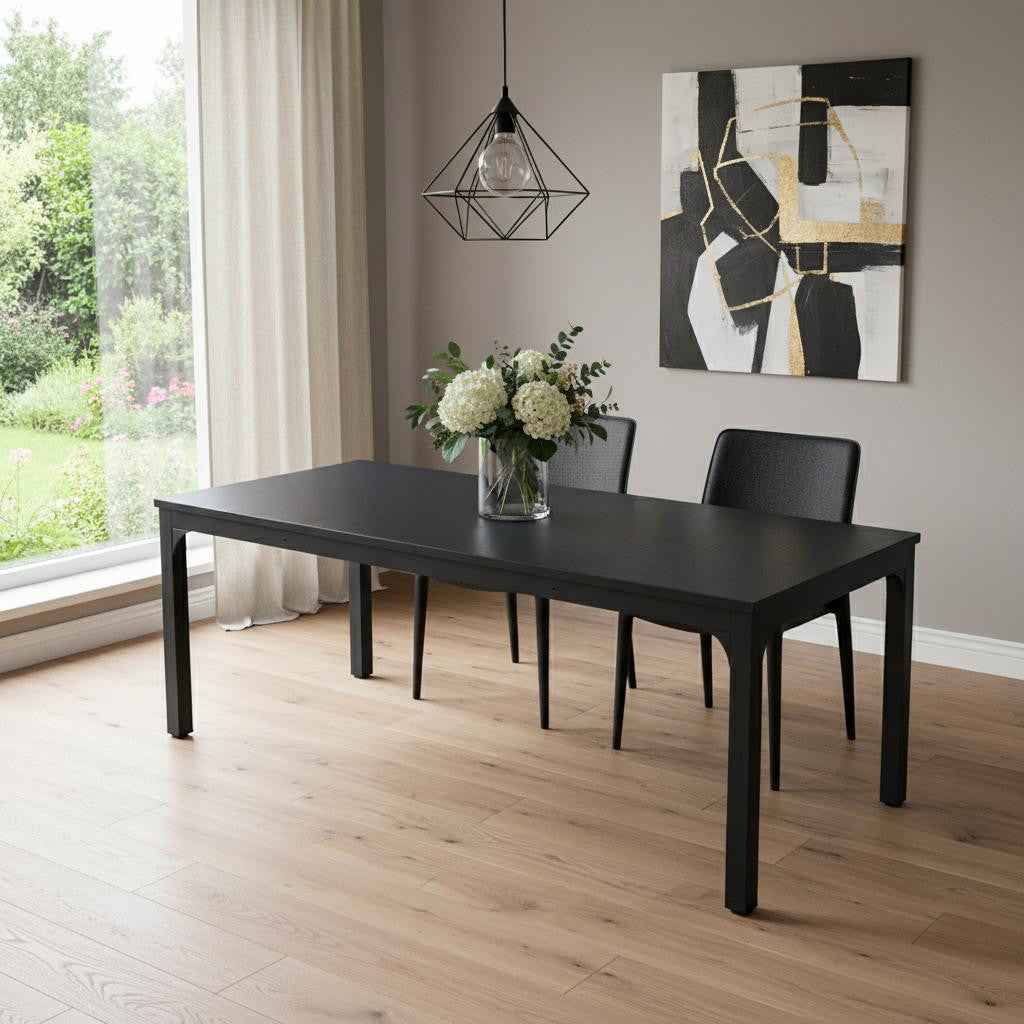 46" Black Solid Wood Dining Table