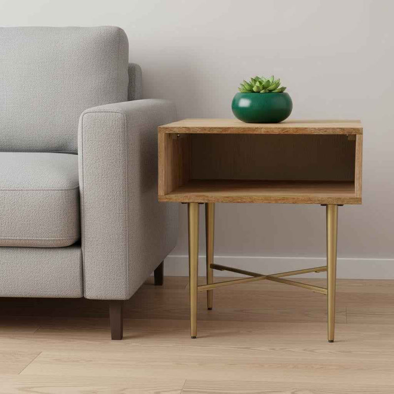 22" Natural Metal Square End Table