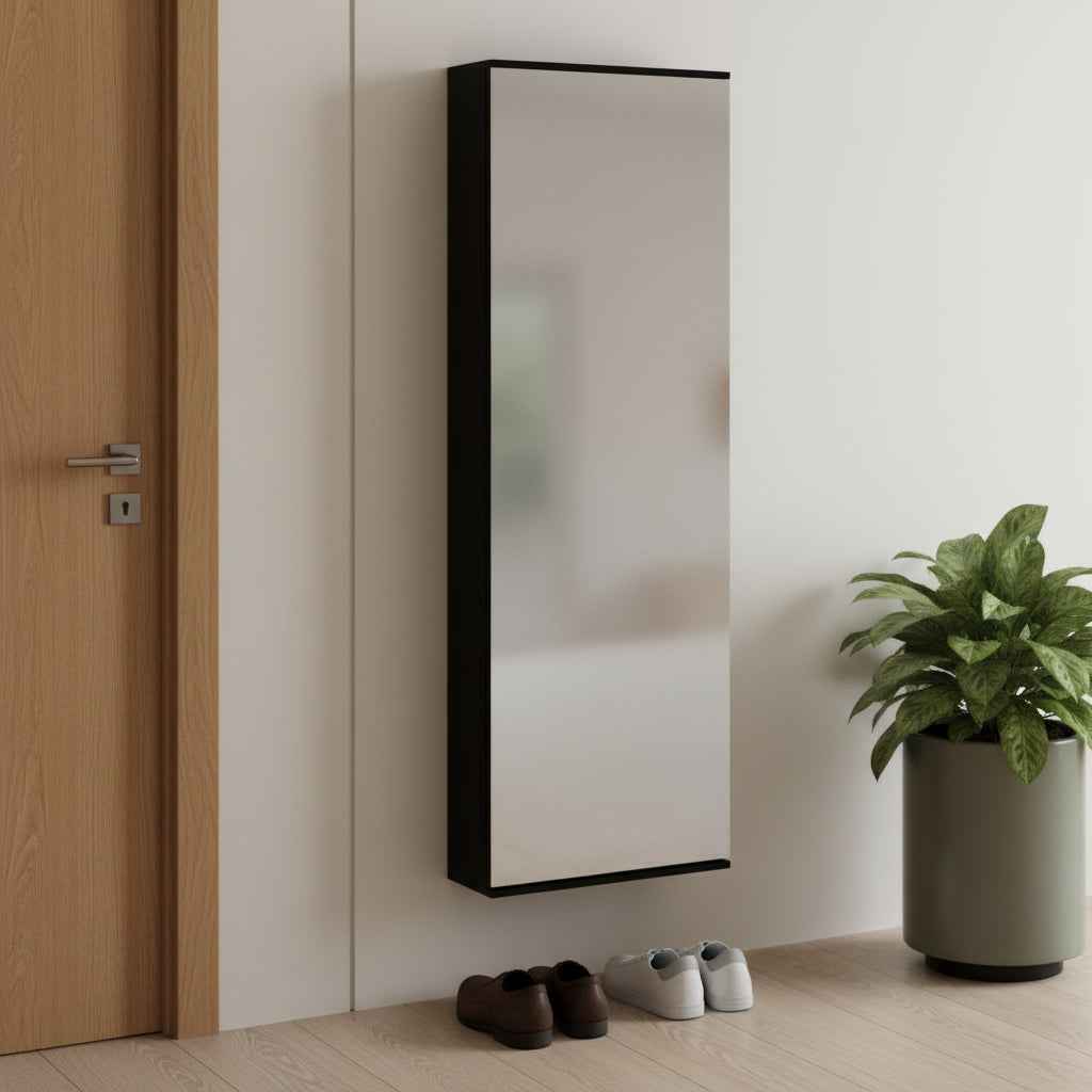 Dark Brown Ten Pair Wall Mounted WoodShoe Rack