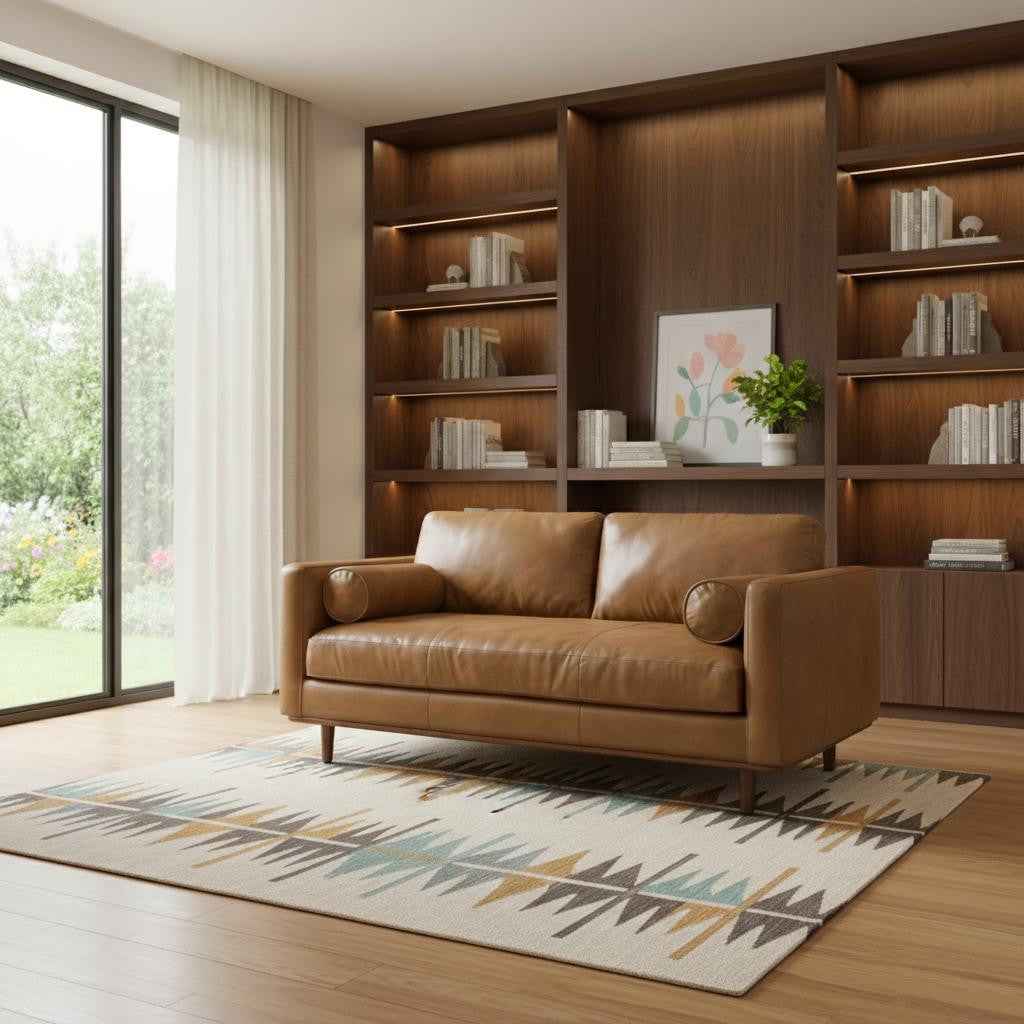 72" Brown Leather Sofa