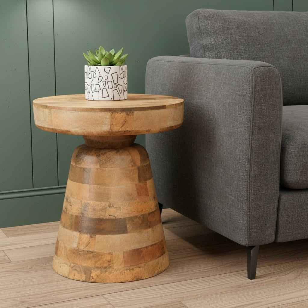 18" Natural Solid Wood Round End Table