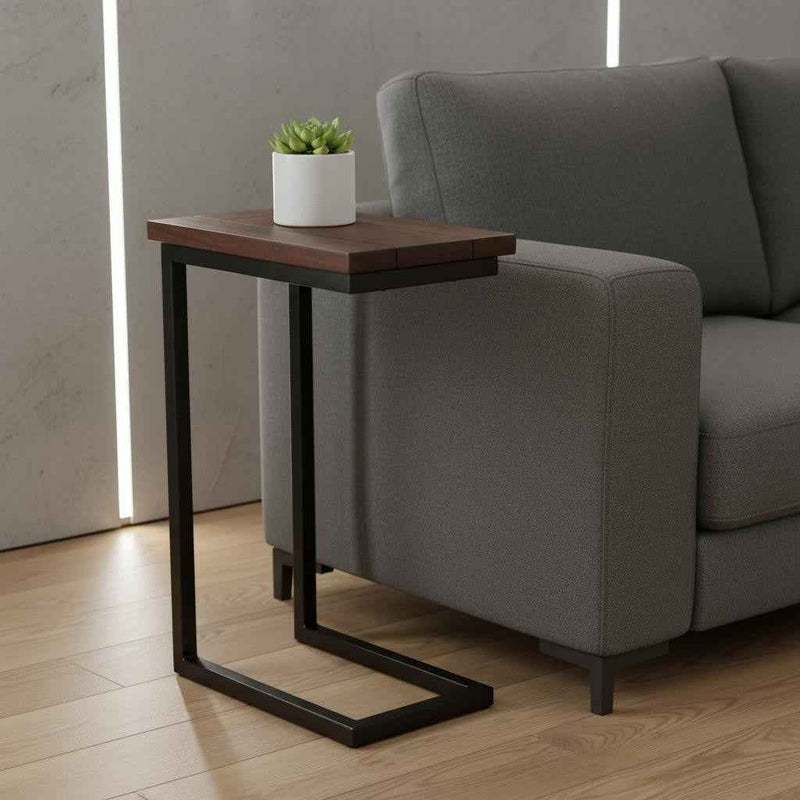 24" Brown Metal End Table