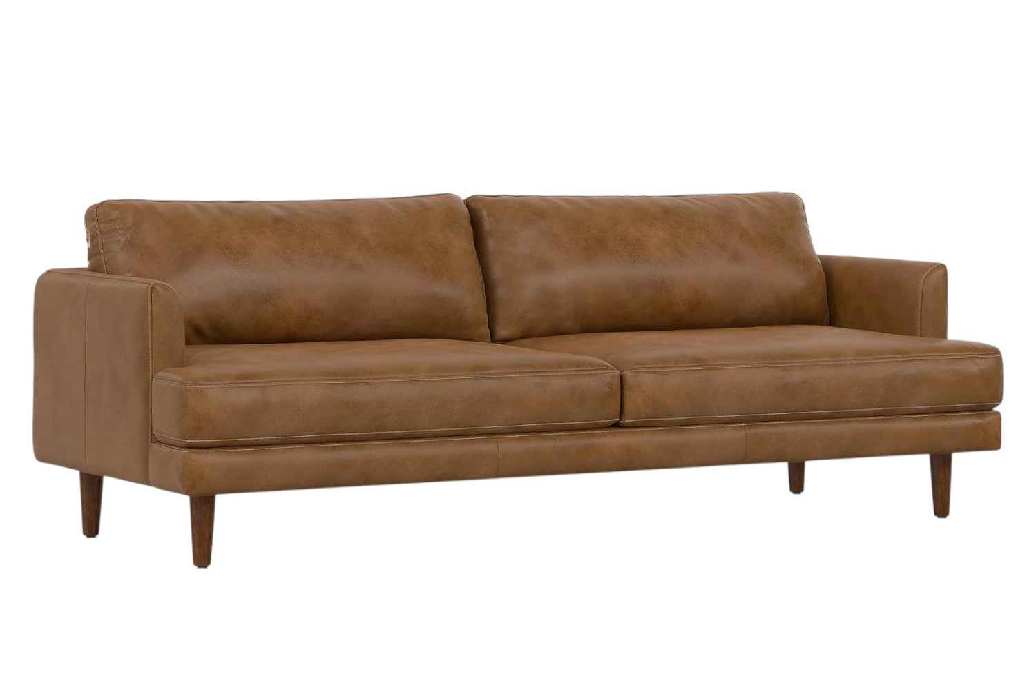 90" Brown Leather Sofa