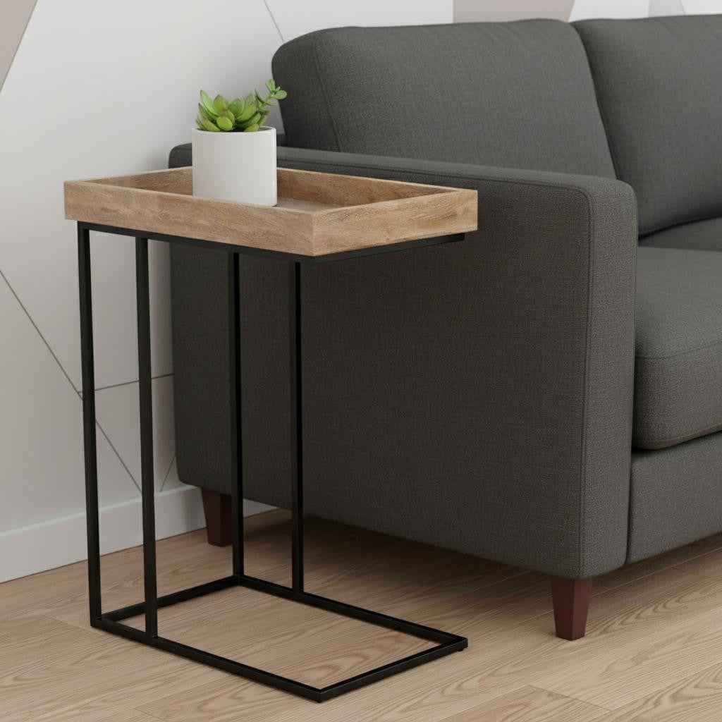 24" Natural Metal End Table