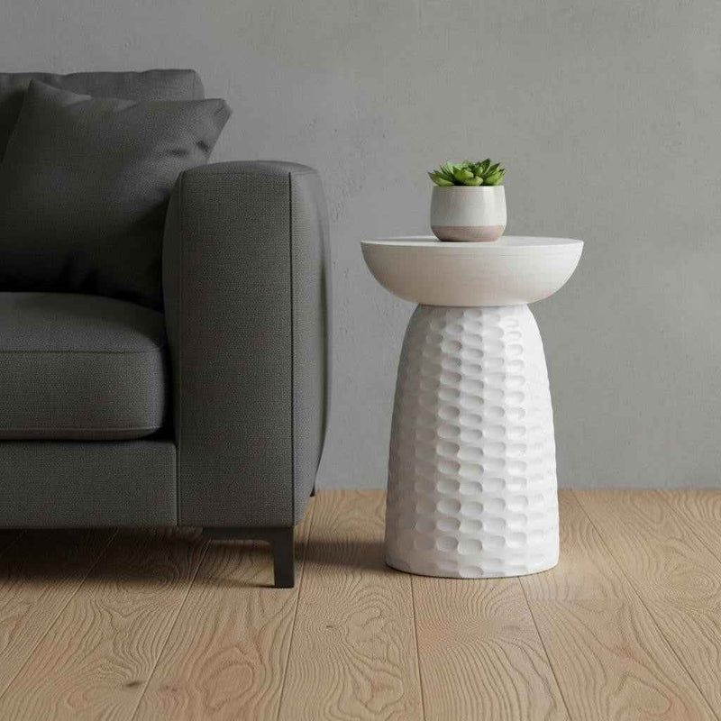 18" White Solid Wood Round End Table