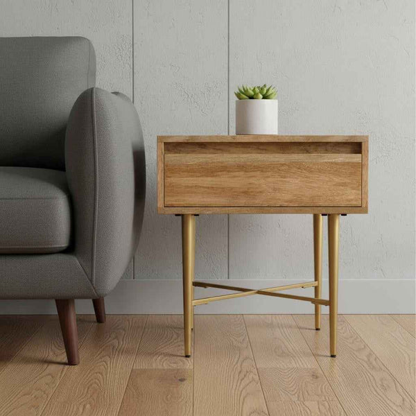 22" Natural Metal Square End Table