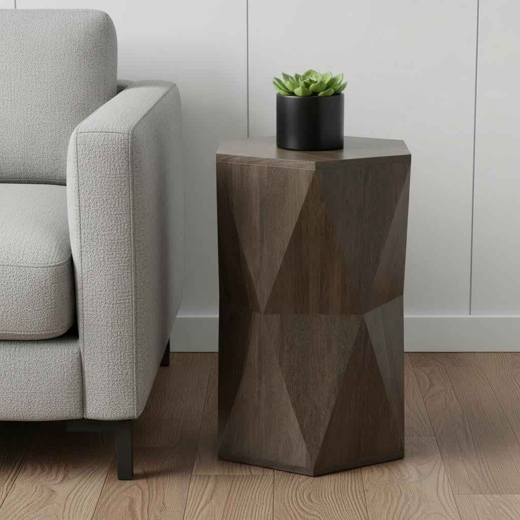 22" Gray Solid Wood End Table