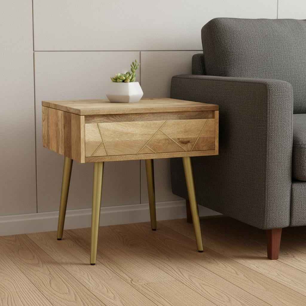 22" Natural Metal End Table