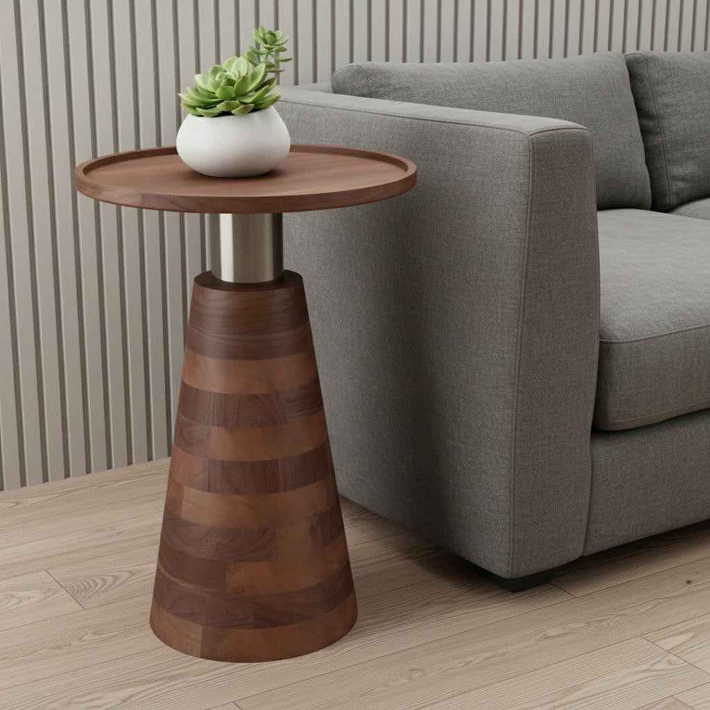 21" Cream Iron Round End Table