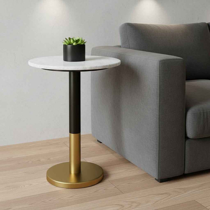 21" White Iron Round End Table