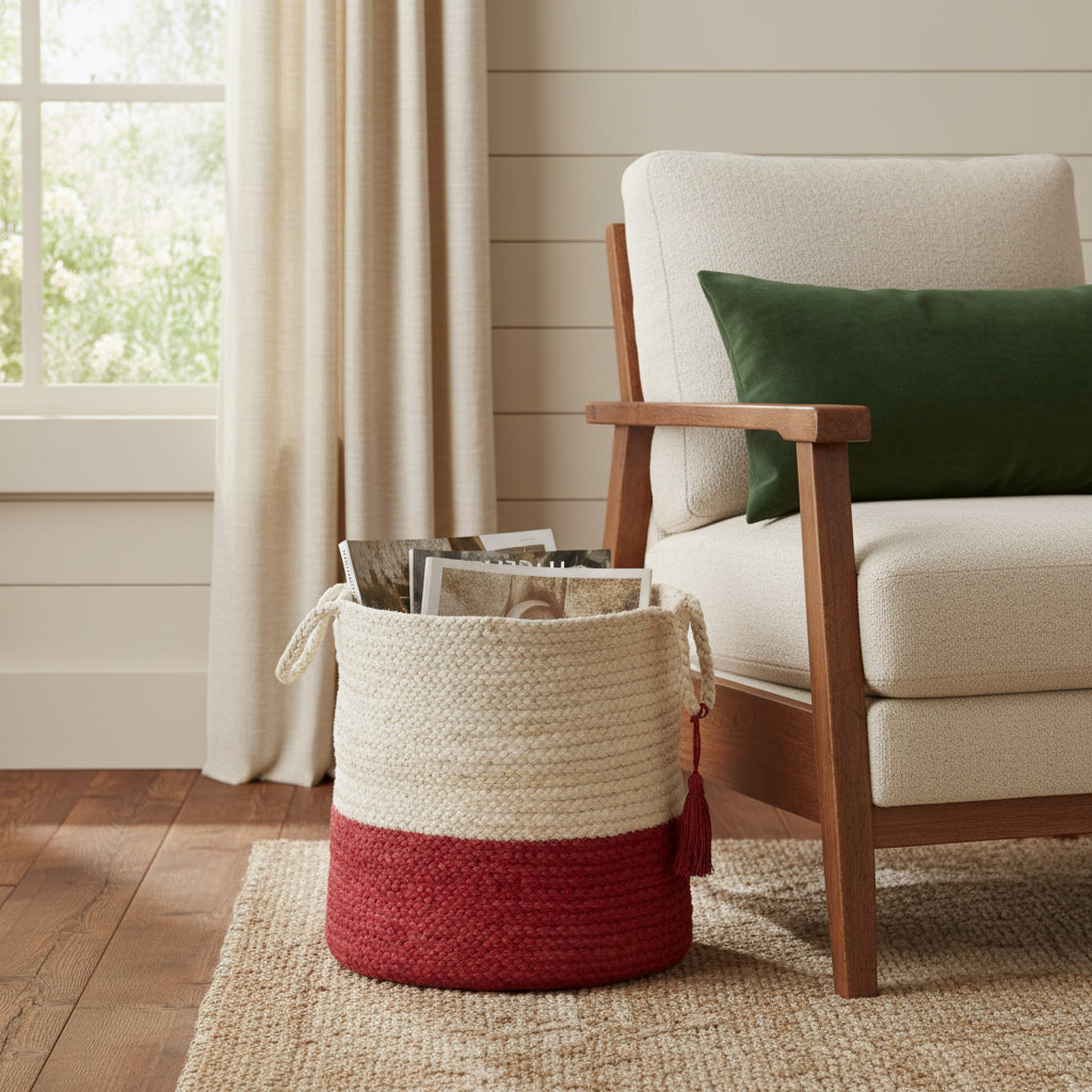 19" Ivory Nesting Jute Basket - Office Supplies