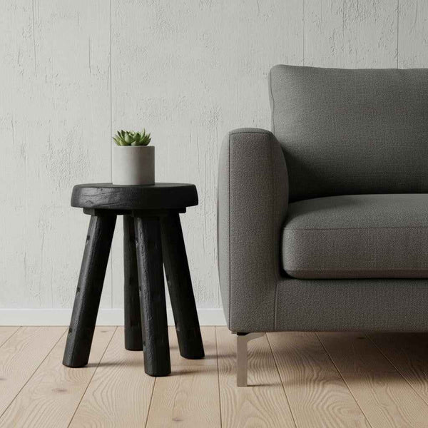 19" Black Solid Wood Round End Table