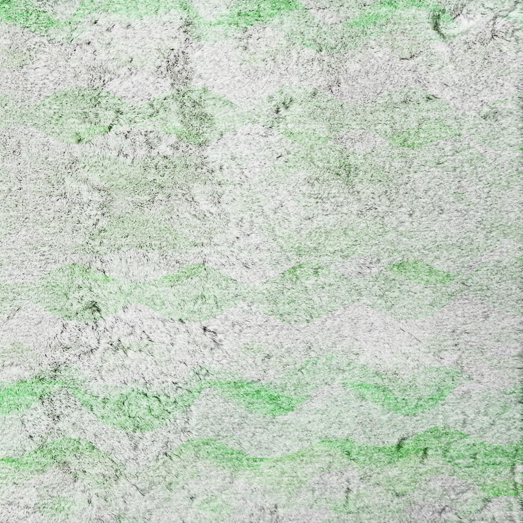 10' X 14' Green And Ivory Striped Shag Washable Area Rug With UV Protection - Home & Garden