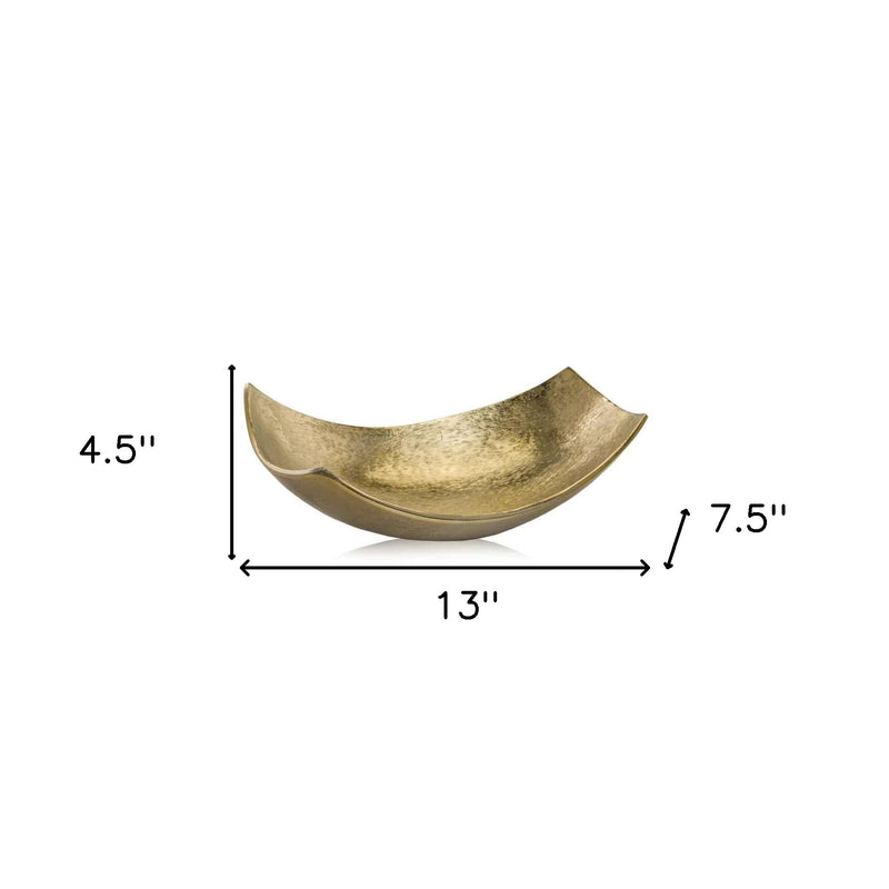 13" Gold Aluminum Modern Scoop Centerpiece Bowl - Kitchen & Dining