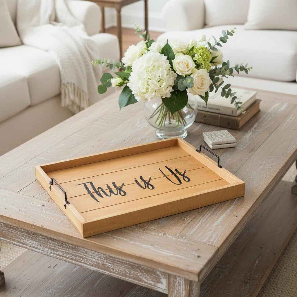 12" Natural Serving Tray With Handles