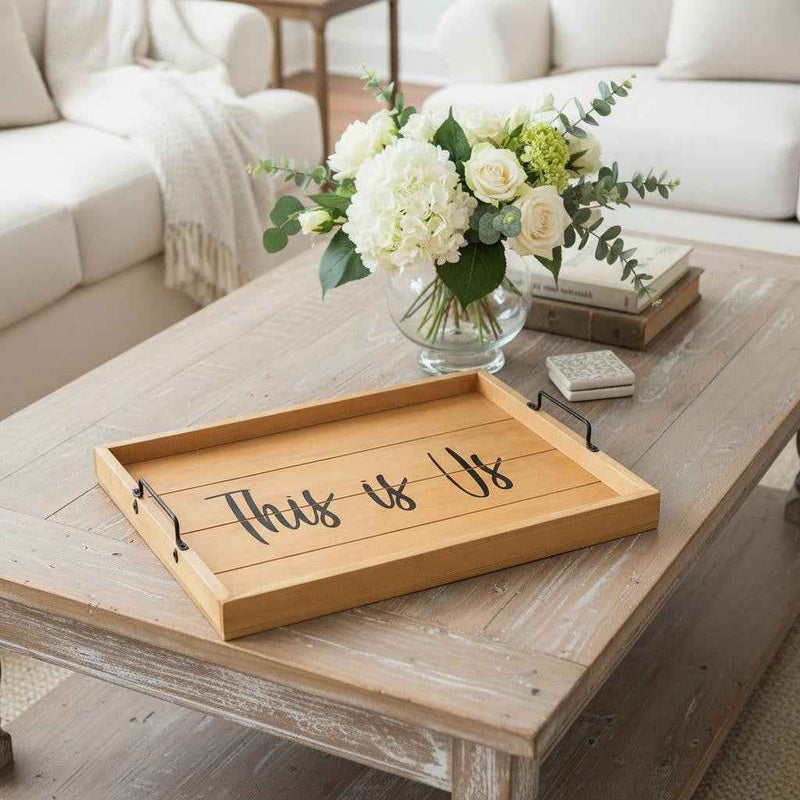 12" Natural Serving Tray With Handles