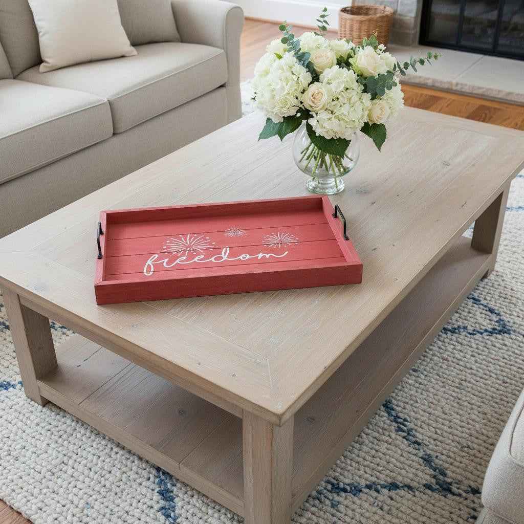 12" Red Serving Tray With Handles