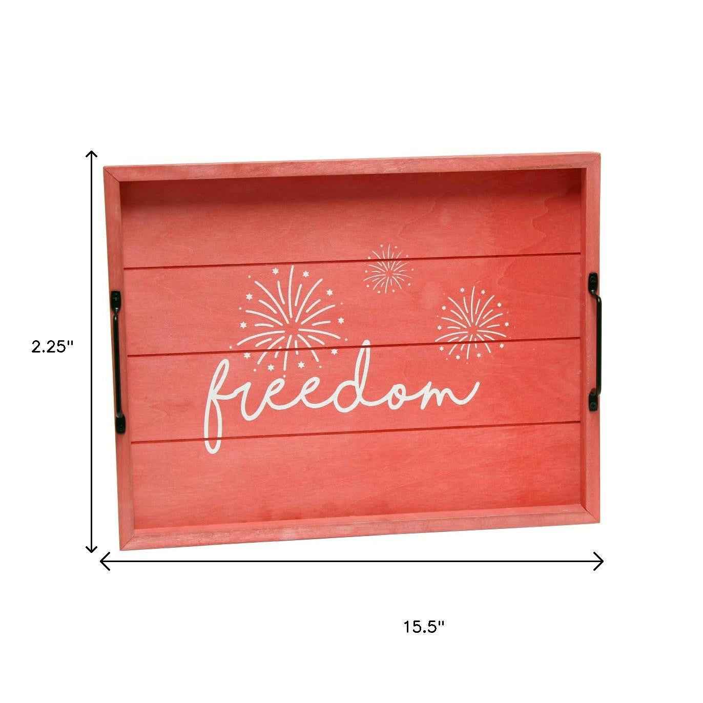 12" Red Serving Tray With Handles