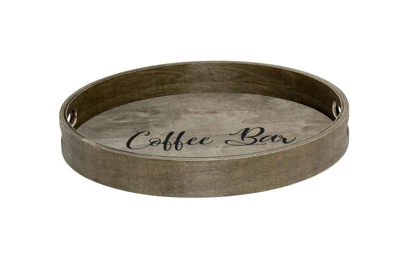 14" Gray Oval Serving Tray With Handles