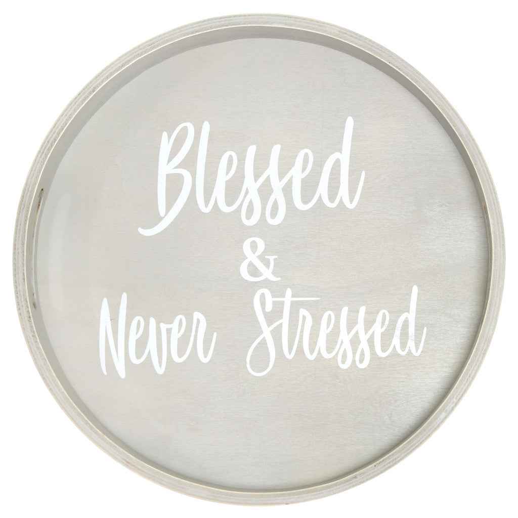 14" Gray Oval Serving Tray With Handles