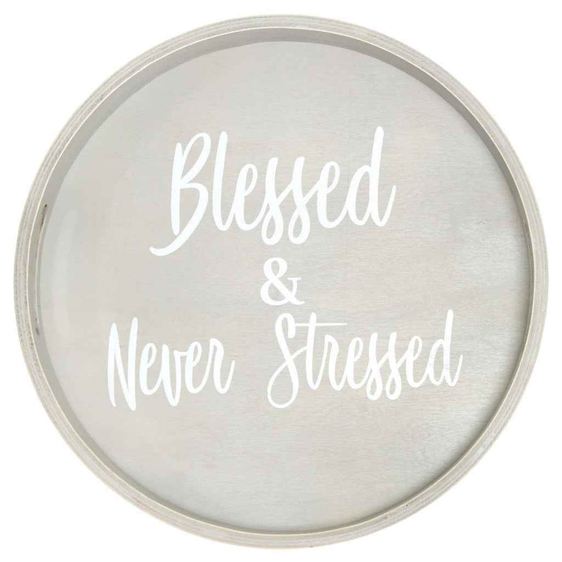 14" Gray Oval Serving Tray With Handles