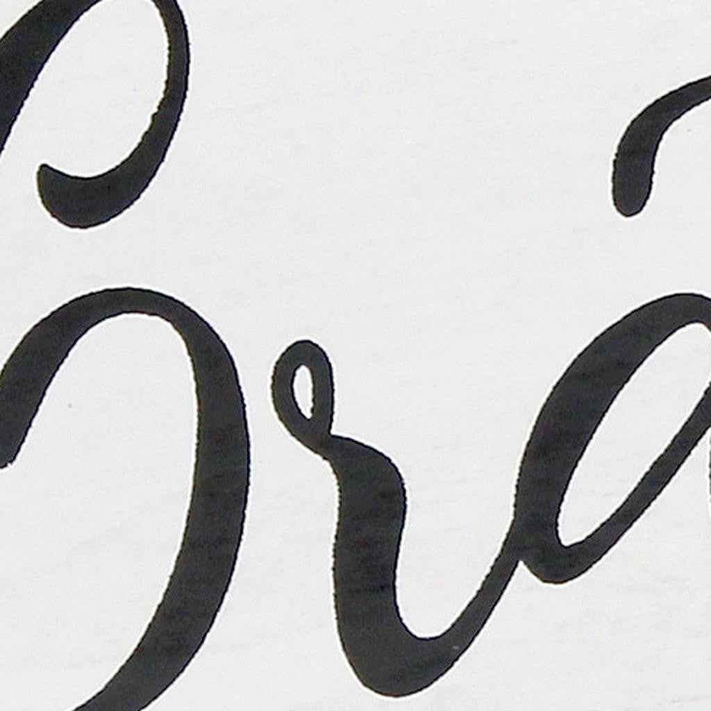 14" Black And White Grateful Round Serving Tray With Handles