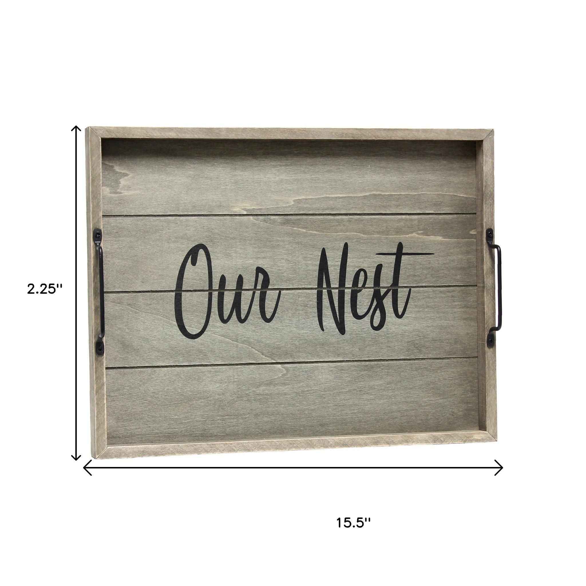 12" Gray Serving Tray With Handles