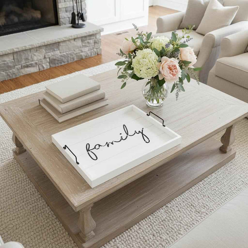 12" White Serving Tray With Handles