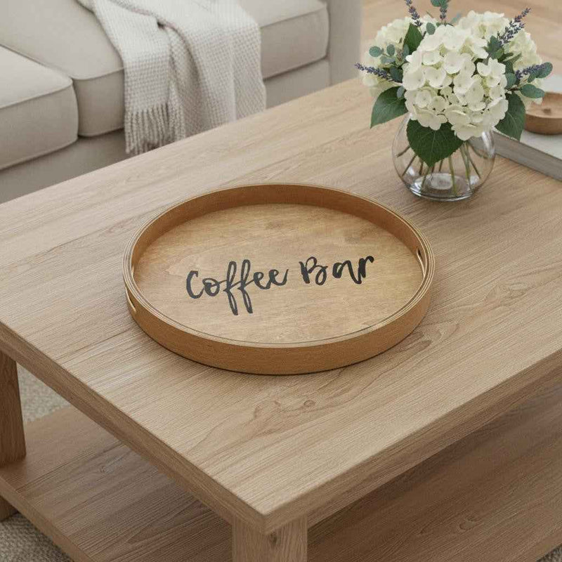 14" Natural Oval Serving Tray With Handles