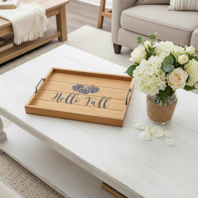 12" Natural Serving Tray With Handles