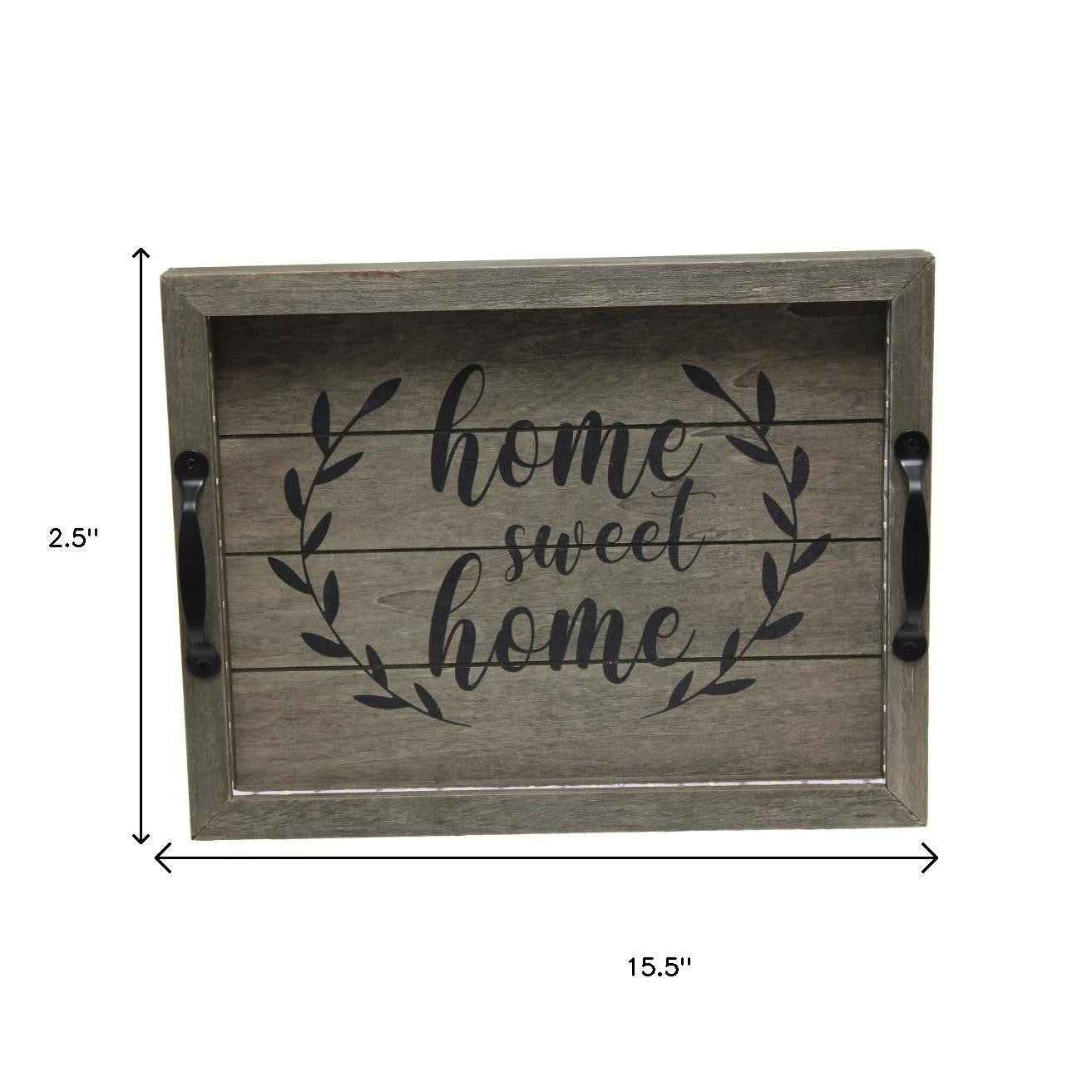 12" Gray Serving Tray With Handles