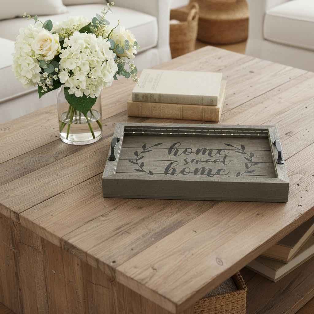 12" Gray Serving Tray With Handles