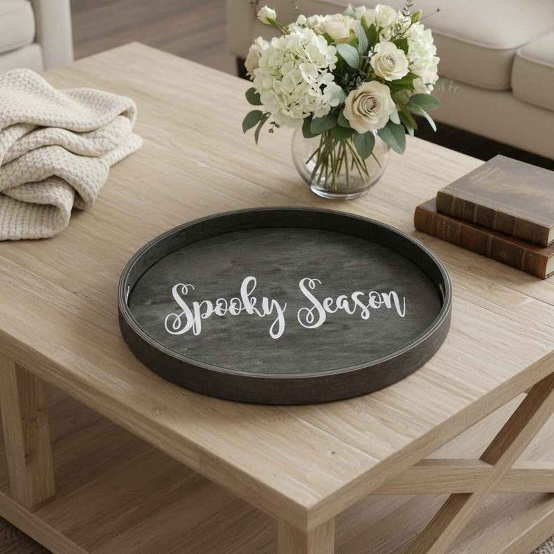 14" Black Oval Serving Tray With Handles