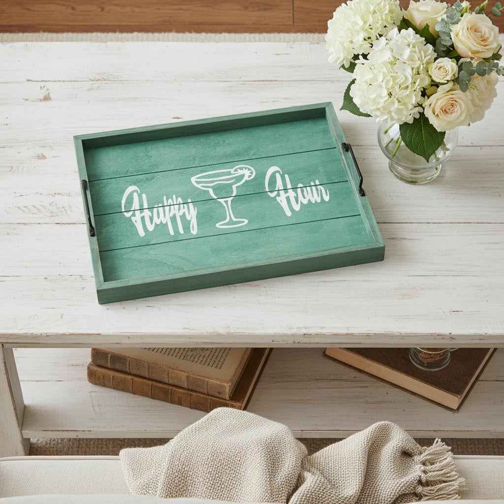 12" Aqua Serving Tray With Handles