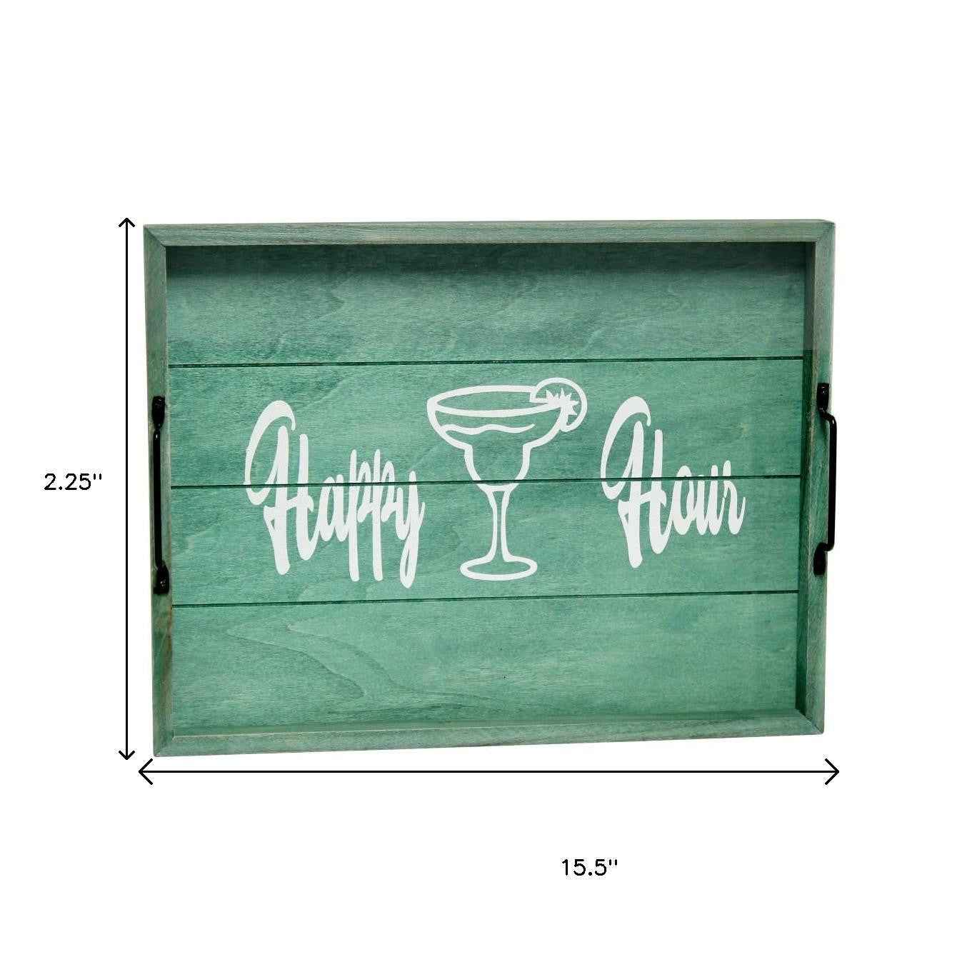 12" Aqua Serving Tray With Handles