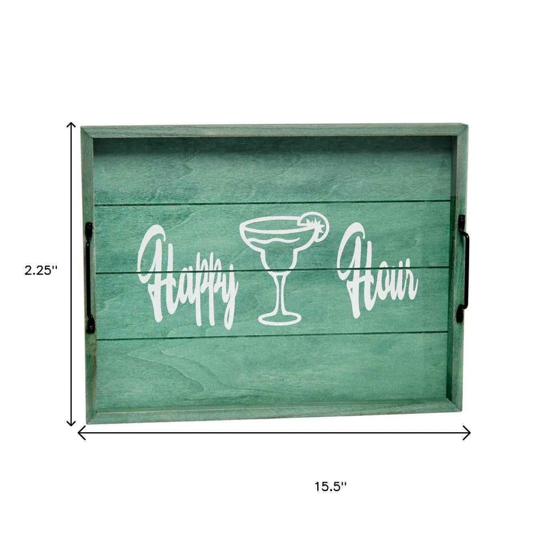 12" Aqua Serving Tray With Handles