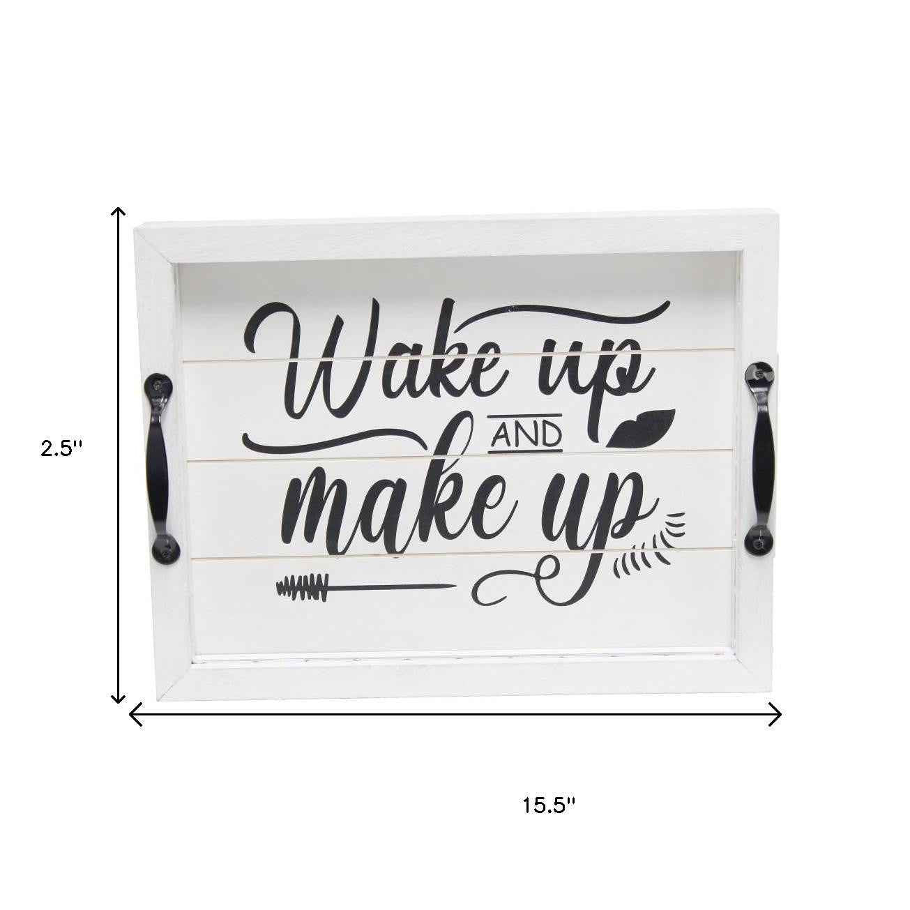 12" White Serving Tray With Handles