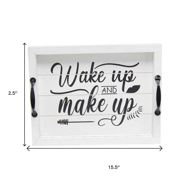 12" White Serving Tray With Handles