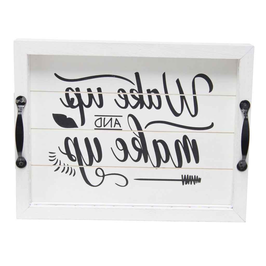 12" White Serving Tray With Handles