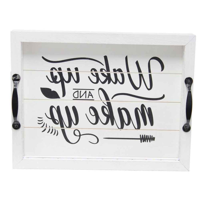 12" White Serving Tray With Handles