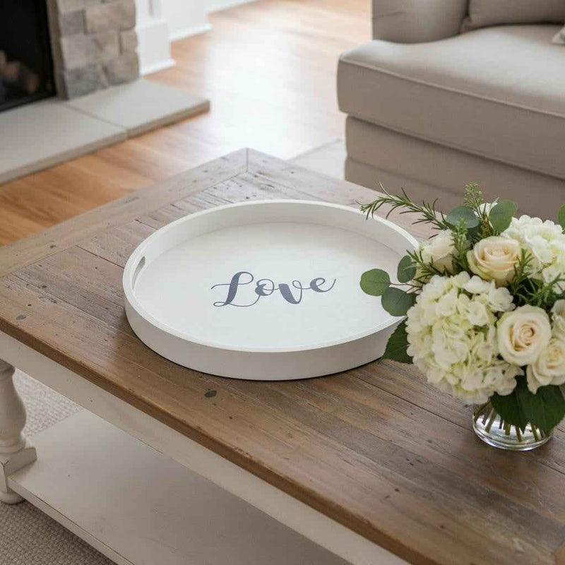 14" Gray Oval Serving Tray With Handles