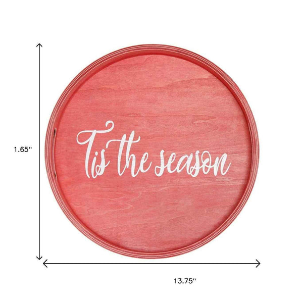 14" Red Oval Serving Tray With Handles