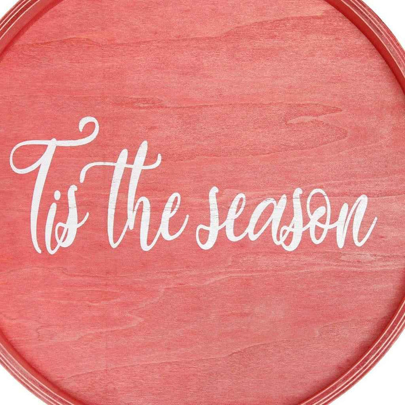 14" Red Oval Serving Tray With Handles