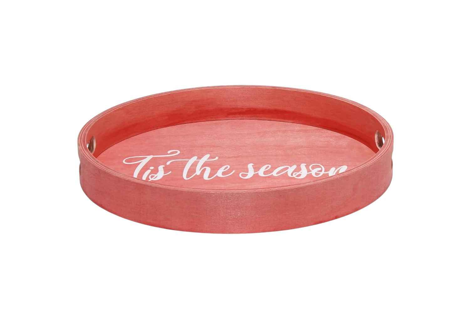 14" Red Oval Serving Tray With Handles