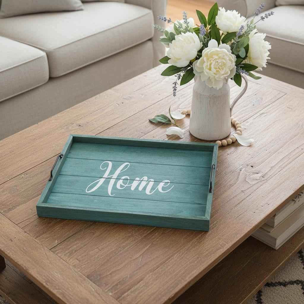 12" Blue Serving Tray With Handles