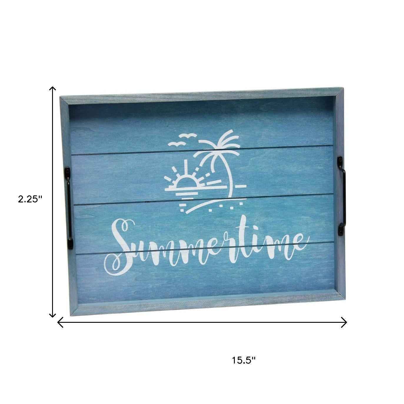 12" Blue Serving Tray With Handles