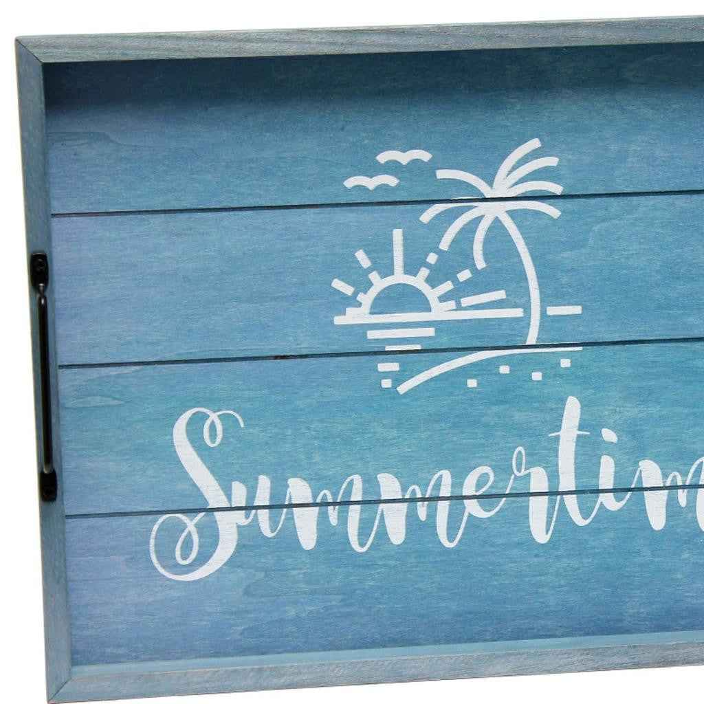 12" Blue Serving Tray With Handles