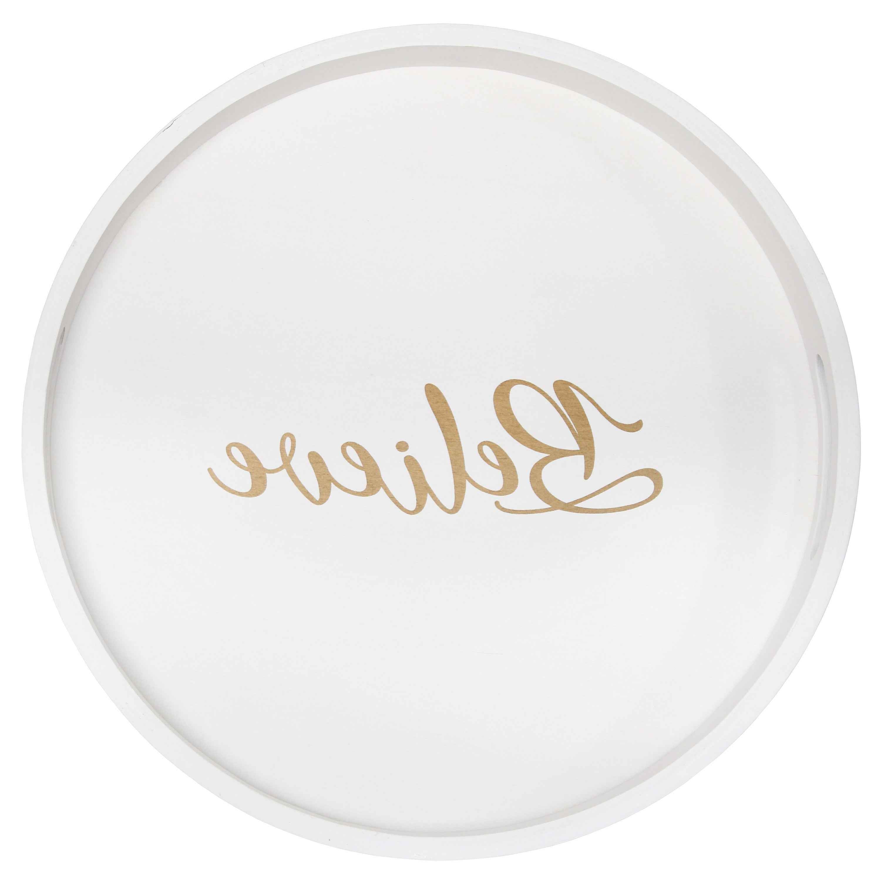 14" White Oval Serving Tray With Handles