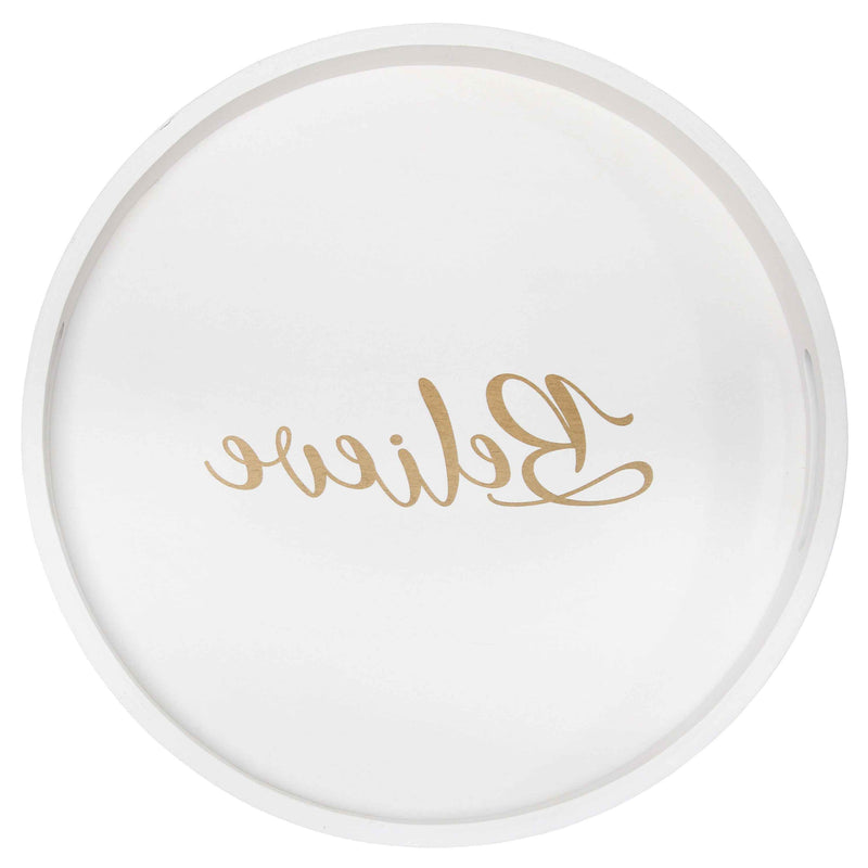 14" White Oval Serving Tray With Handles